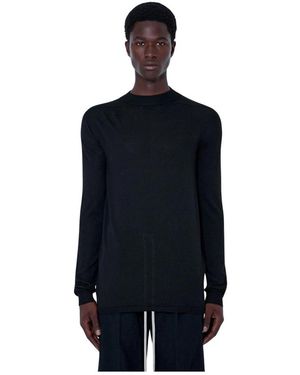 Rick Owens Truien & Vesten ,Zwart ,Wol Fijngebreide Trui Met Ronde Hals - Blauw