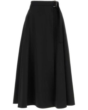 Burberry Wool Twill Midi Rok - Zwart