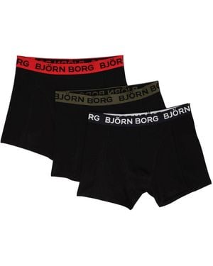 Björn Borg Ondergoed ,Veelkleurig ,Katoen Katoenen Stretch Boxers 3-Pack - Zwart