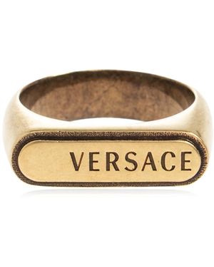 Versace Signet Ring Met Gegraveerd Logo - Metallic