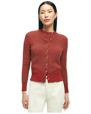Brooks Brothers Rot-goldene baumwoll-cardiganjacke