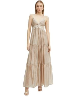 Ermanno Scervino Maxikleid Mit Spitzendetails Und Stufenrock - Natur
