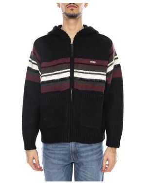Obey Myers Zip Up Hood Sweater - Zwart