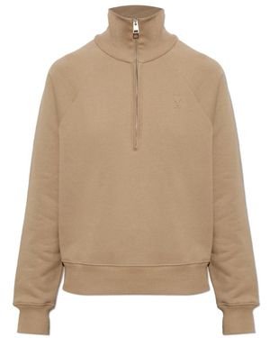 Ami Paris Zip-Neck Sweatshirt - Naturel
