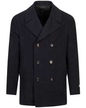Canali Double-Breasted Coats - Blue