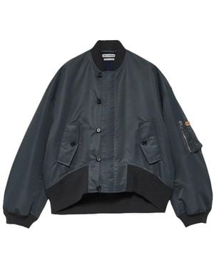 JW Anderson Oversized Bomberjacke Mit Kontraststreifen Am Saum - Blau