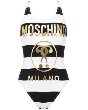 Moschino Badmode ,Veelkleurig ,One Piece Logo Double Question Mark - Wit
