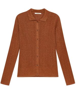 Maliparmi Truien & Vesten ,Bruin ,Lurex Rib Cardigan