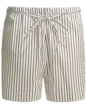 Loulou de Saison Korte Broeken ,Wit ,Katoen Lory Gestreepte Poplin Shorts