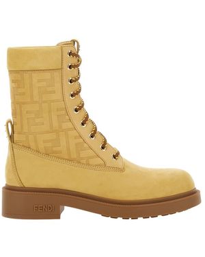 Fendi Schoenen ,Leer Filo Combat Boot - Naturel