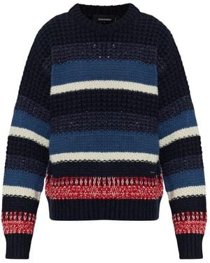 DSquared² Truien & Vesten ,Blauw ,Wol Trui Met Streepjespatroon