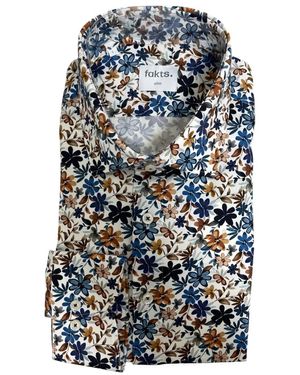 fakts Bunte blume slim fit hemd - Blau