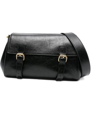 Dries Van Noten Schwarze Leder-Schultertasche Mit Schnalle