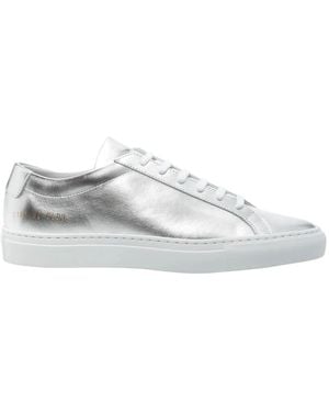 Common Projects Hochwertige Ledersneaker Mit Goldcode - Weiß