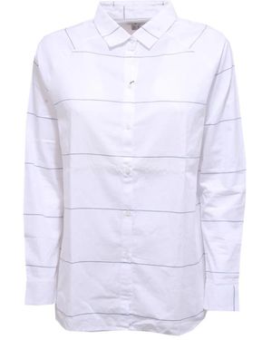 Barbour Overhemden ,Wit ,Katoen Gestreept Wit Katoenen Overhemd - Blauw