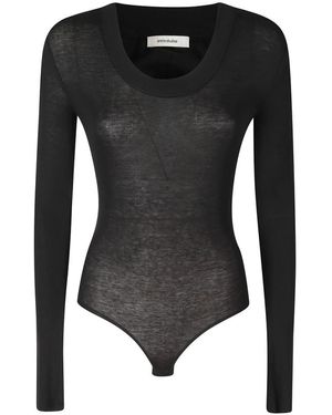 Entire studios Tops ,Zwart ,Wol Circle Neck Bodysuit
