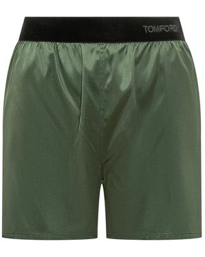 Tom Ford Ondergoed ,Groen ,Satijn Stretch Silk Satin Pj Shorts