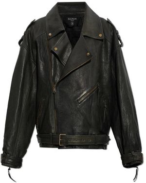 Balmain Lederjacke - Schwarz