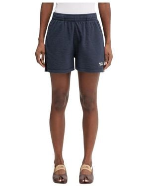 Maison Kitsuné Korte Broeken ,Blauw ,Katoen Textured Regular Short