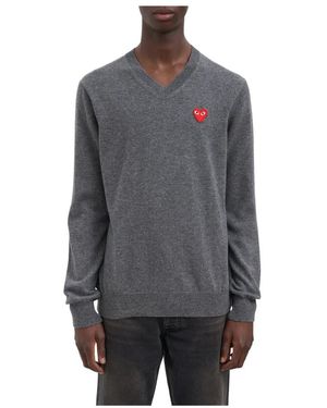 COMME DES GARÇONS PLAY V-Neck Knitwear - Grey