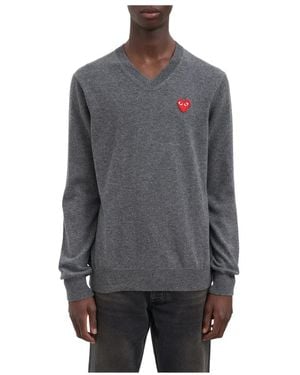 COMME DES GARÇONS PLAY V-Neck Knitwear - Gris