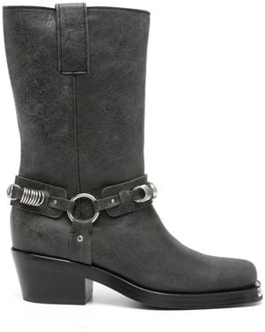 IRO Zwarte Leren Mid-Calf Blokhak Schoenen