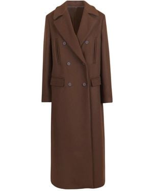 Semicouture Double-Breasted Coats - Brown
