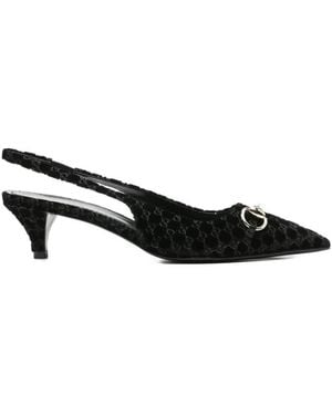 Gucci Schoenen ,Zwart ,Leer Slingback Pump Met Horsebit