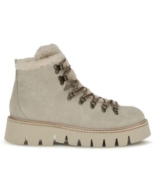 Pedro Garcia Schoenen ,Leer Salama Veterlaarzen Met Veters - Grijs