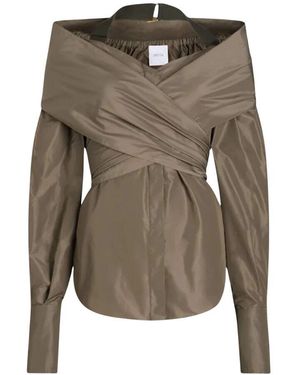 Patou Nylon Crossover Bluse Mit Grosgrain-Detail - Grün