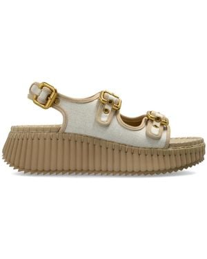 Chloé Schoenen ,Leer Nama Platform Sandalen - Metallic
