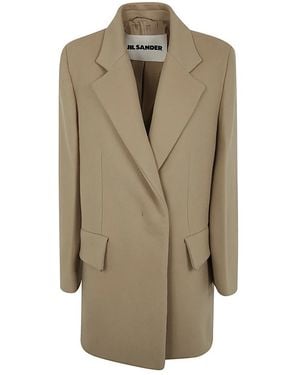 Jil Sander Double-Breasted Coats - Neutro