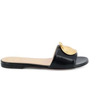 Dior Medaillon Schnalle Slide - Schwarz