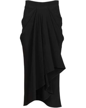 Givenchy Crepe Cady Draped Midi Skirt - Zwart