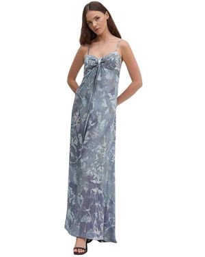 Sandro Ferrone Kleedjes ,Blauw ,Leer Maxi Jurk