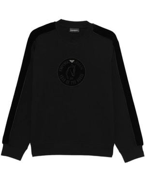 Emporio Armani Velvet Panels Crew Neck Sweatshirt - Zwart