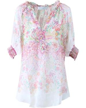 Hale Bob Overhemden ,Veelkleurig ,Katoen Bloemenroze & Witte Blouse - Meerkleurig