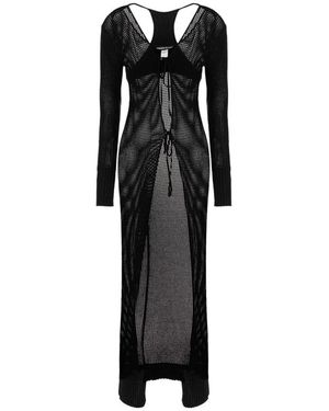 ANDREA ADAMO Openwork Long Cardigan - Schwarz