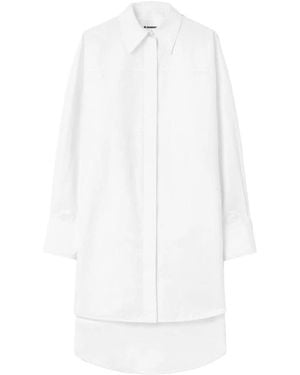 Jil Sander Kleedjes ,Wit ,Katoen Oversized Poplin Overhemdjurk