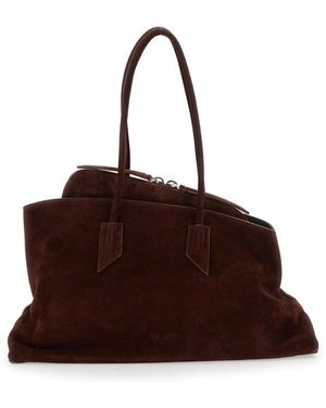 The Attico Braune Leder Wildleder Schultertasche Frau
