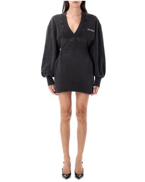 The Attico Verblasstes Schwarzes Fleece Minikleid Aw25