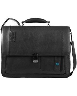 Piquadro Flap-Over Expandable Computer Bag 15 - Schwarz