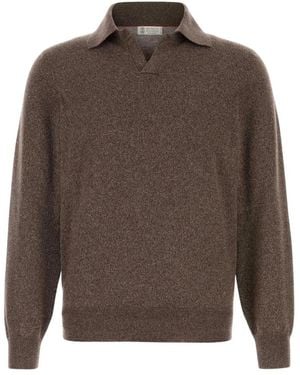 Brunello Cucinelli Truien & Vesten ,Bruin ,Kasjmier Kasjmier Trui