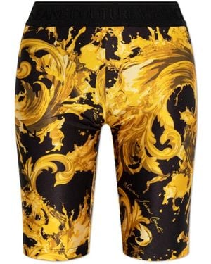 Versace Jeans Couture Korte Broeken ,Zwart ,Korte Leggings - Geel