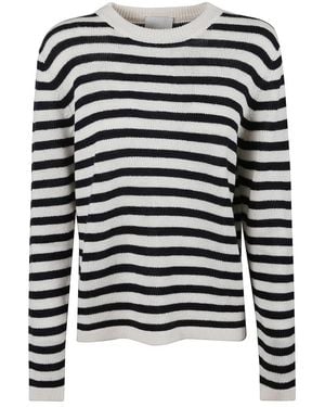 Allude Gestreept Gebreide Trui - Zwart
