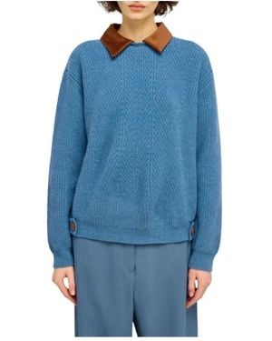 Semicouture Round-Neck Knitwear - Blu
