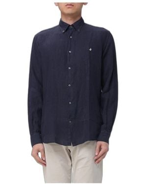 Brooksfield 202A.S034 Leinenhemd Mit Haifischkragen - Blau