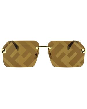 Fendi Vierkante Glamour Zonnebril Met Bruine Lenzen - Geel