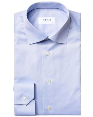 Eton Blaues signature twill slim fit hemd