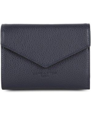 Lancaster Accessoires ,Blauw ,Leer Blauwe Leren Portemonnee Met Klep En Drukknoopsluiting